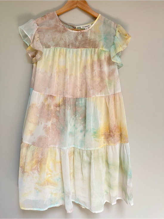 Blu Pepper Dresses & Skirts - blu‎ pepper Pastel Tie‑Dye Ruffle Sleeve Tiered Dress Women’s Small NWOT